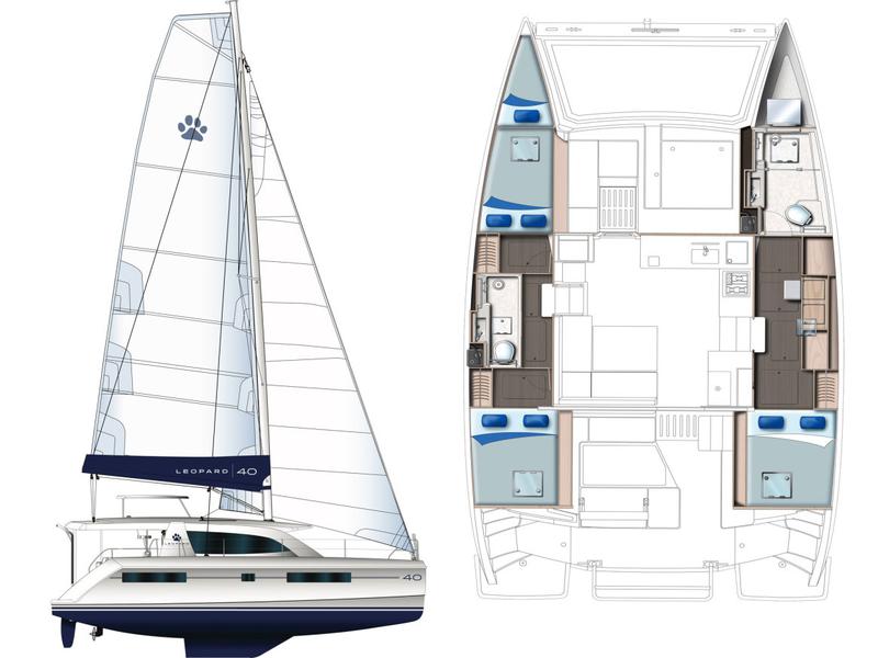 Book yachts online - catamaran - Leopard 40 - 3 cab - DAMLA - rent